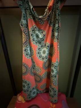 Simple Fun Maxi Dress Coral Teal Floral Print